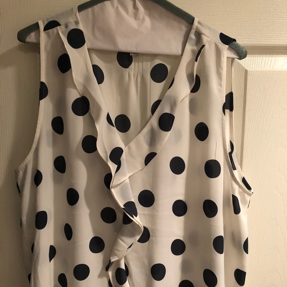 Cream/navy polka dot blouse